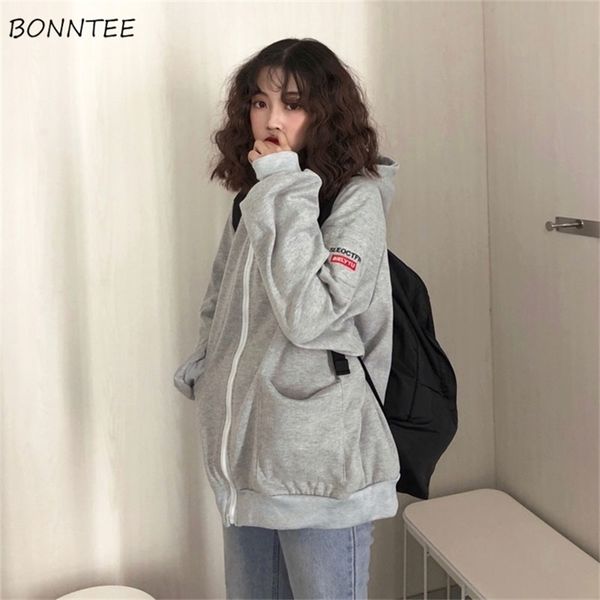 hoodies women hooded thicker plus velvet solid letter embroidered zip-up pockets loose womens hoodie leisure simple chic trendy y200915, Black
hoodies women hooded thicker plus velvet solid letter embroidered zip-up pockets loose womens hoodie leisure simple chic trendy y200915, Black
