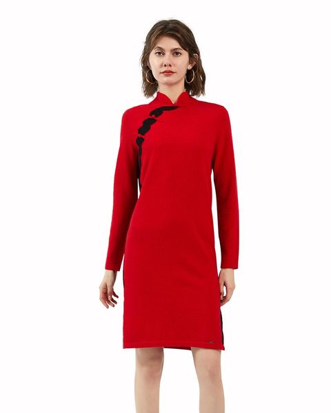 women's sweaters zhili 100% cashmere chinese dress cheongsam knit long sleeve sweater, White;black
women's sweaters zhili 100% cashmere chinese dress cheongsam knit long sleeve sweater, White;black