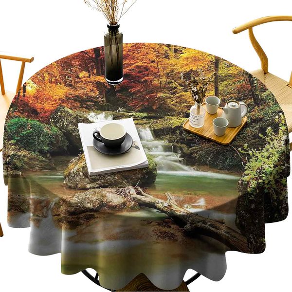 washable round table cover autumn seasonal woodland creek trees foliage rocks in forest image
washable round table cover autumn seasonal woodland creek trees foliage rocks in forest image