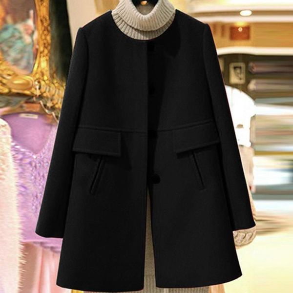women's wool & blends 2021 roupas femininas women winter coat ladies fashion long sleeve korean o neck button pocket plus size loose wo, Black
women's wool & blends 2021 roupas femininas women winter coat ladies fashion long sleeve korean o neck button pocket plus size loose wo, Black