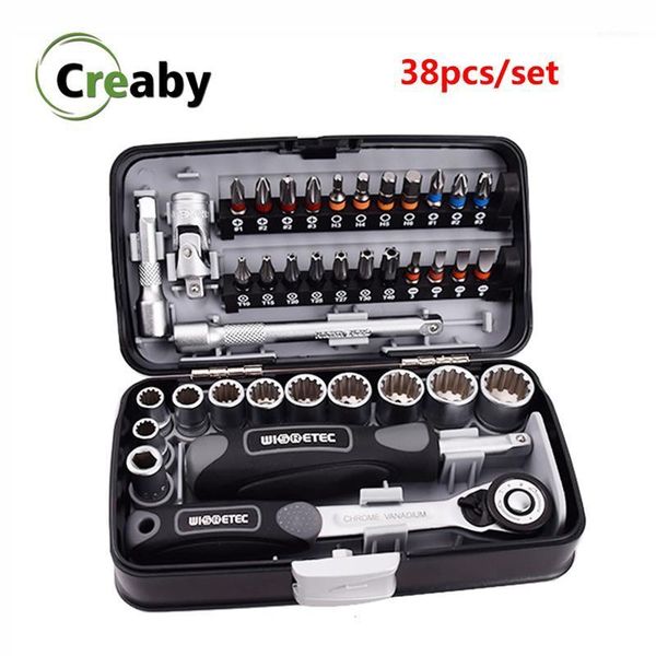 portable mini 38pcs ratchet wrench set 1/4 socket screwdriver head hex trox slot bit bike repair s2 hardware hand tool set1
portable mini 38pcs ratchet wrench set 1/4 socket screwdriver head hex trox slot bit bike repair s2 hardware hand tool set1