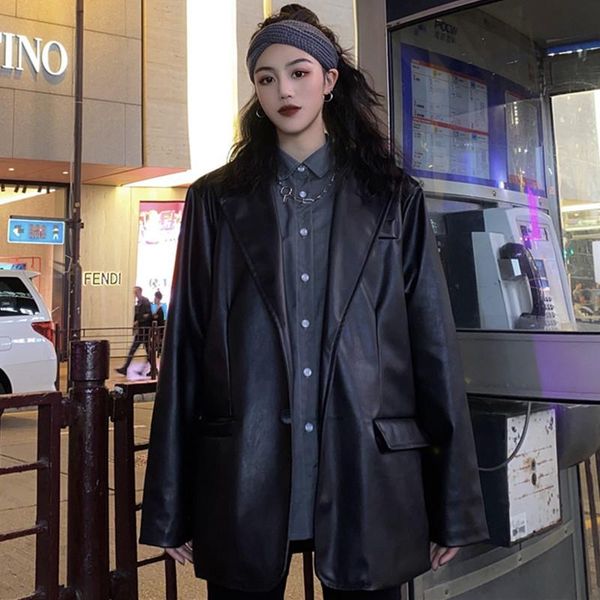women's leather & faux korean black moto jacket vintage warm female loose long sleeve suit blazers fashion streetwear winter coat 2021
women's leather & faux korean black moto jacket vintage warm female loose long sleeve suit blazers fashion streetwear winter coat 2021
