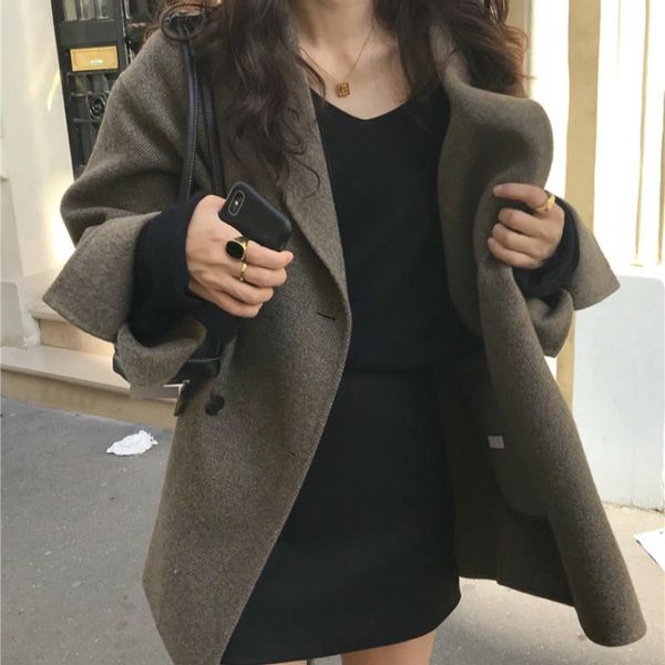 women's wool & blends loose long sleeve double breasted parka oversized chic cloak women winter elegant short cashmere overcoat coat, Black
women's wool & blends loose long sleeve double breasted parka oversized chic cloak women winter elegant short cashmere overcoat coat, Black