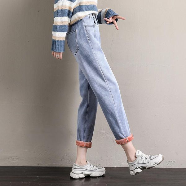 women's jeans 2021 women retro loose lady plus size s-5xl winter warm plush pants high waist softener full length denim harem, Blue
women's jeans 2021 women retro loose lady plus size s-5xl winter warm plush pants high waist softener full length denim harem, Blue