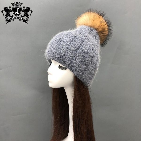 beanie/skull caps janefur winter warm skullies hats angora beanie with real raccoon fur pompom, Blue;gray
beanie/skull caps janefur winter warm skullies hats angora beanie with real raccoon fur pompom, Blue;gray
