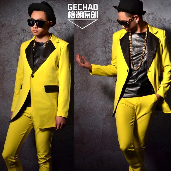 men's suits & blazers 2021 men clothing fashion slim dj yellow medium length suit plus size dress singer stage costumes, White;black
men's suits & blazers 2021 men clothing fashion slim dj yellow medium length suit plus size dress singer stage costumes, White;black