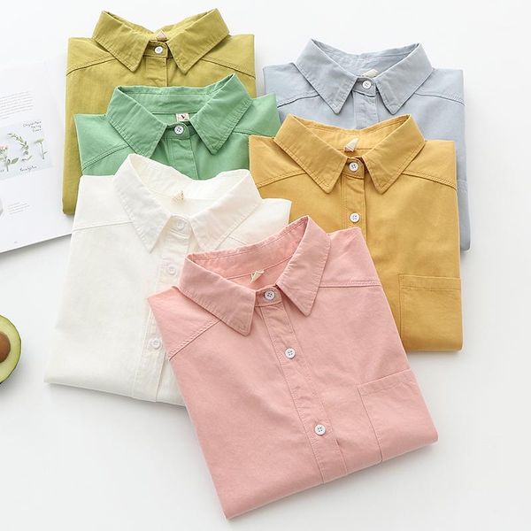 casual bright solid color candy color cotton 100% long sleeve shirt blouse 2020 spring1, White
casual bright solid color candy color cotton 100% long sleeve shirt blouse 2020 spring1, White