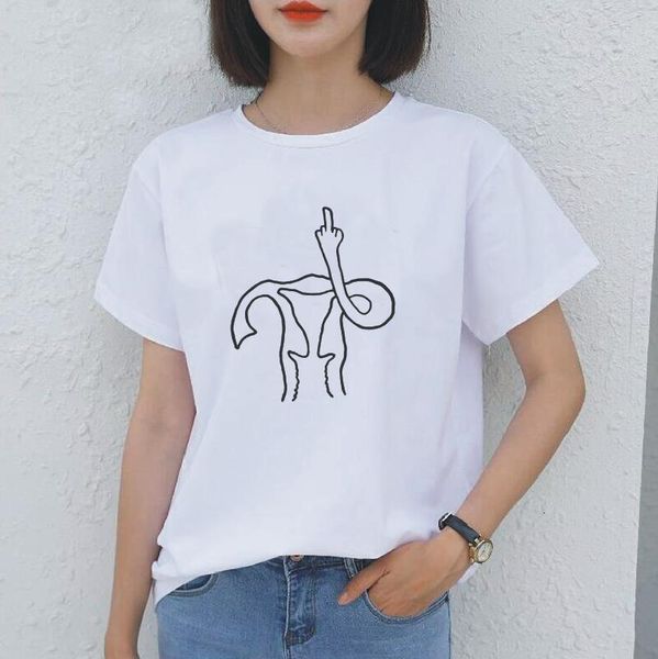 uterus middle finger feminist print t-shirt summer casual harajuku cotton tees outdoor plus size 0-neck tshirt women's clothes, White
uterus middle finger feminist print t-shirt summer casual harajuku cotton tees outdoor plus size 0-neck tshirt women's clothes, White