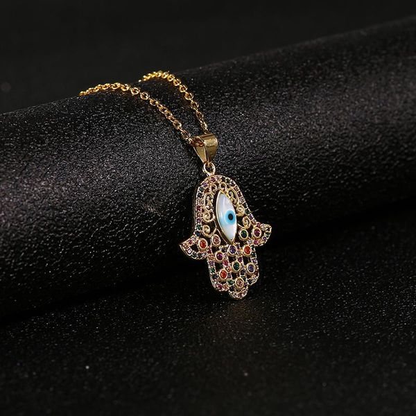 pendant necklaces fashion color zircon stainless steel palm eye necklace initial cz party wedding jewelry gift, Silver
pendant necklaces fashion color zircon stainless steel palm eye necklace initial cz party wedding jewelry gift, Silver