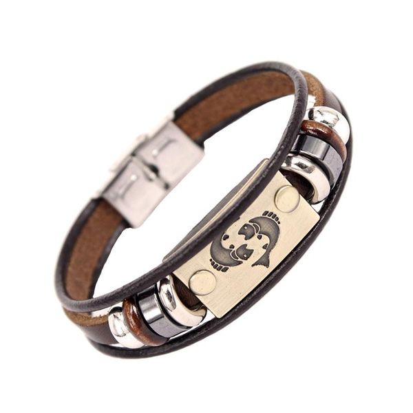 fashion 12 constellations stainless steel leather bracelet men casual personality zodiac signs punk bracelet, Golden;silver
fashion 12 constellations stainless steel leather bracelet men casual personality zodiac signs punk bracelet, Golden;silver