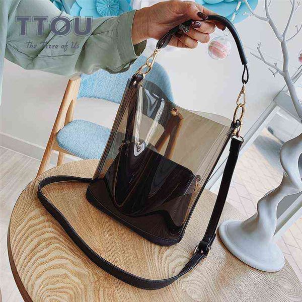 shopping bags ttou fashion 2pcs women handbag clear transparent female shoulder casual summer beach tote ladies messenger bolsa 220310
shopping bags ttou fashion 2pcs women handbag clear transparent female shoulder casual summer beach tote ladies messenger bolsa 220310