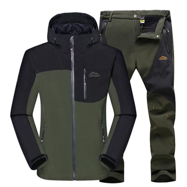 men autumn winter outdoor softshell warm fleece suit hooded waterproof skiing jacket trekking camping climbing jacket pants q1211, Black;brown
men autumn winter outdoor softshell warm fleece suit hooded waterproof skiing jacket trekking camping climbing jacket pants q1211, Black;brown