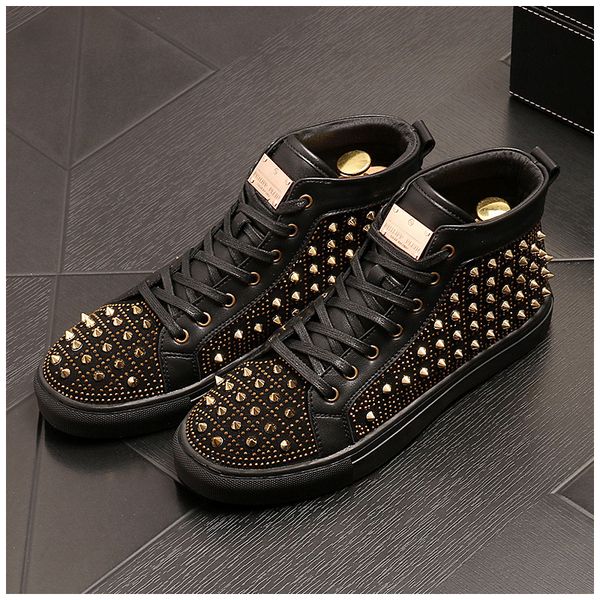 style luxury british men fashionable nightclub party rivets leather float personality shoes platform zapato boots man xaat, Black
style luxury british men fashionable nightclub party rivets leather float personality shoes platform zapato boots man xaat, Black