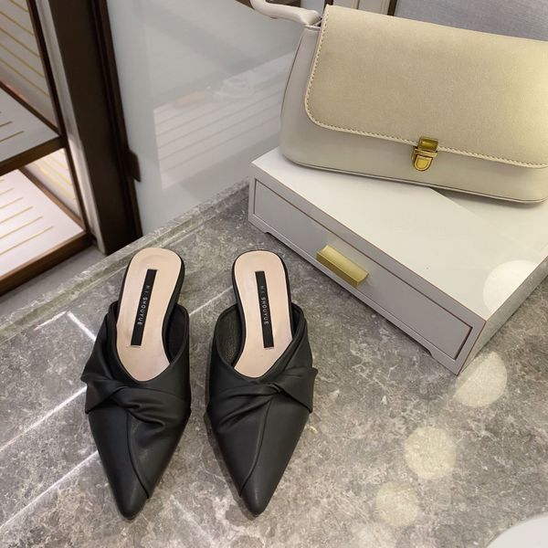 2021 new women's outside wear spring and summer style pointed-toe bow-closed-toe shoe mules o9fm, Black
2021 new women's outside wear spring and summer style pointed-toe bow-closed-toe shoe mules o9fm, Black