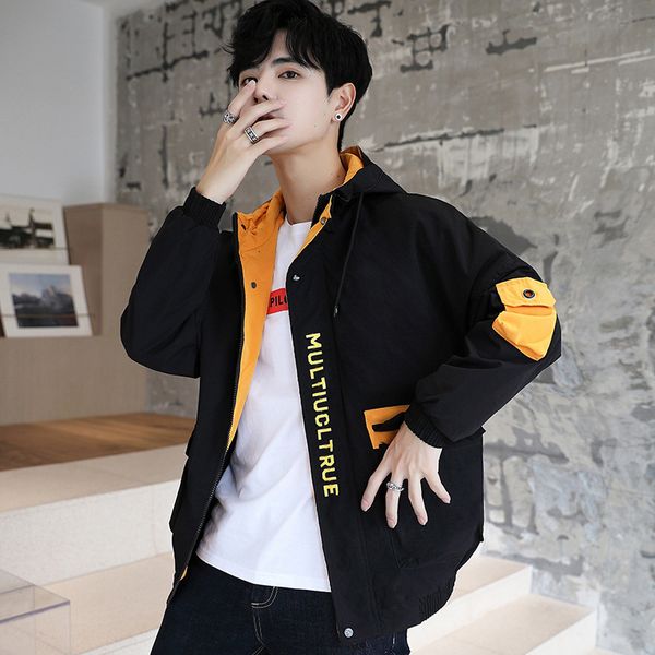 tooling 2020 new hooded jacket spring and autumn trend korean men's clothing, Black;brown
tooling 2020 new hooded jacket spring and autumn trend korean men's clothing, Black;brown