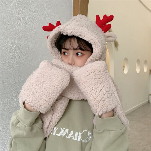 antler ears, hats and scarves in winter, Blue;gray