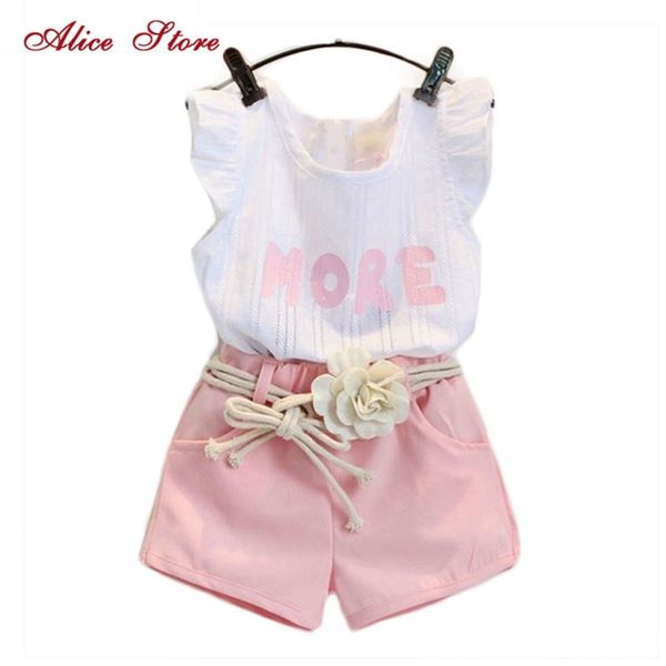 new children clothes sets for girls fly sleeve flower cotton shirt + shorts summer set sport with belt print letter clothes lj200826, White
new children clothes sets for girls fly sleeve flower cotton shirt + shorts summer set sport with belt print letter clothes lj200826, White