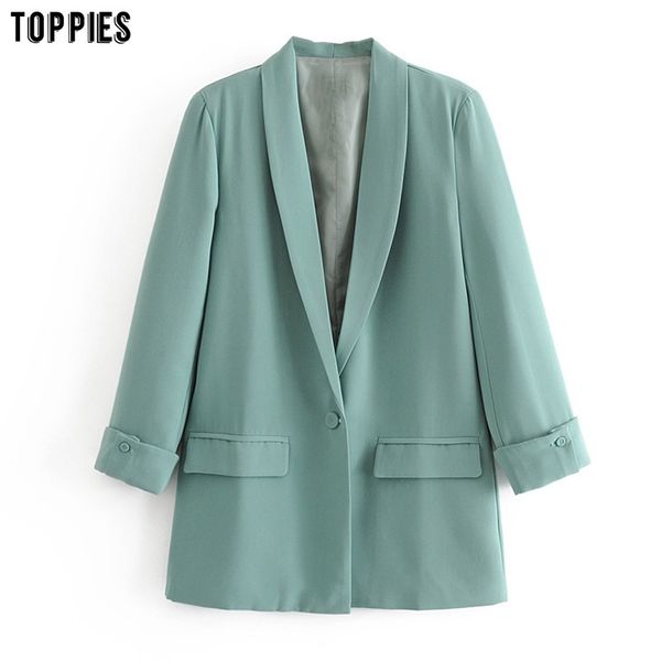 women solid color long blazer jacket pleated sleeve loose coat office lady work style small suit single button blazer 201023, White;black
women solid color long blazer jacket pleated sleeve loose coat office lady work style small suit single button blazer 201023, White;black