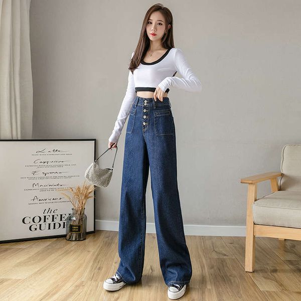 waist wide leg jeans women's loose draping feeling spring and autumn dark color thin show high length floor straight pants long, Blue
waist wide leg jeans women's loose draping feeling spring and autumn dark color thin show high length floor straight pants long, Blue