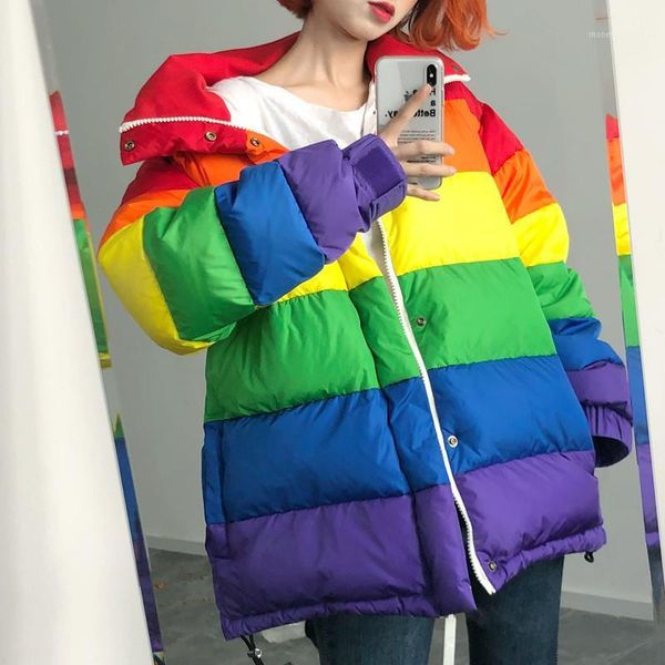 women's down & parkas winter casual cotton jacket women rainbow wadded parka plus size loose striped coat femme chaqueta mujer1, Black
women's down & parkas winter casual cotton jacket women rainbow wadded parka plus size loose striped coat femme chaqueta mujer1, Black