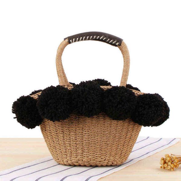 shopping bags women's hairball bucket handbag straw handwoven crochet braided handle bag for female casual travel tote beach 220301
shopping bags women's hairball bucket handbag straw handwoven crochet braided handle bag for female casual travel tote beach 220301