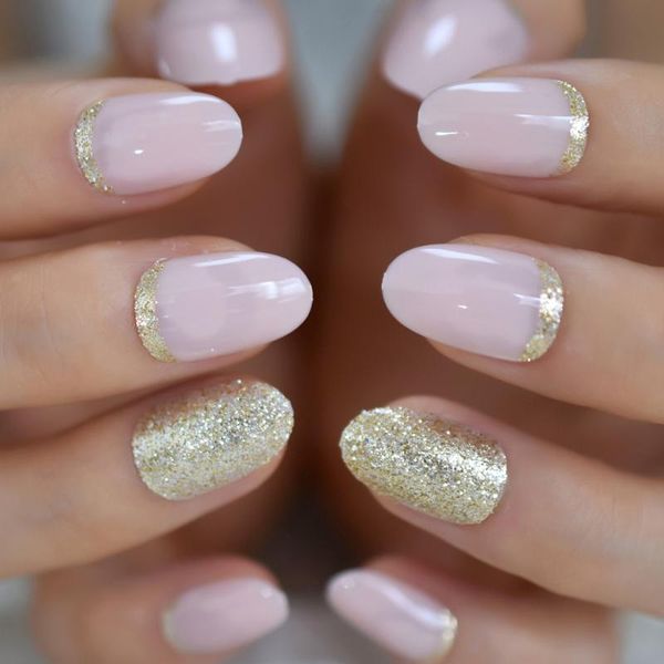 glitter artificial nails nude color press on nail art designs medium oval shape full cover fake nail tip for party, Red;gold
glitter artificial nails nude color press on nail art designs medium oval shape full cover fake nail tip for party, Red;gold