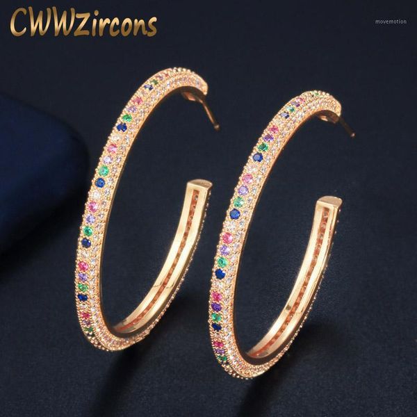 cwwzircons 2020 new fashion micro pave rainbow cz crystal big yellow gold color hoop earrings for women jewelry gift cz5881, Golden;silver
cwwzircons 2020 new fashion micro pave rainbow cz crystal big yellow gold color hoop earrings for women jewelry gift cz5881, Golden;silver