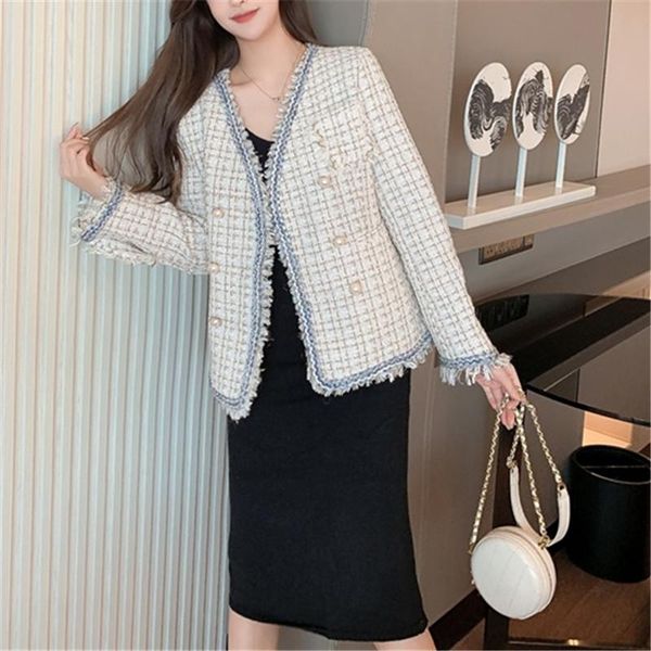women's jackets korean chic elegant tweed for women pearl buttons double breasted tassel long sleeve v-neck coat wool outwear female, Black;brown
women's jackets korean chic elegant tweed for women pearl buttons double breasted tassel long sleeve v-neck coat wool outwear female, Black;brown