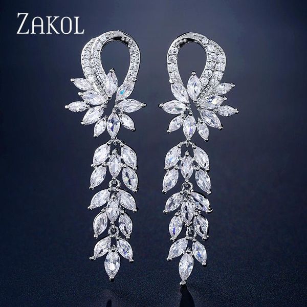 zakol luxury gorgeous marquise cluster flower shape cubic zirconia long dangle drop earrings for brides wedding jewelry fsep162, Silver
zakol luxury gorgeous marquise cluster flower shape cubic zirconia long dangle drop earrings for brides wedding jewelry fsep162, Silver