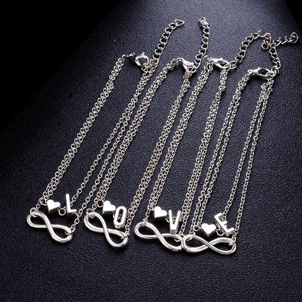 selling fashion 925 silver infinity love heart bracelets 26 letters initials anklet bracelet for jewelry wholesale, Black
selling fashion 925 silver infinity love heart bracelets 26 letters initials anklet bracelet for jewelry wholesale, Black