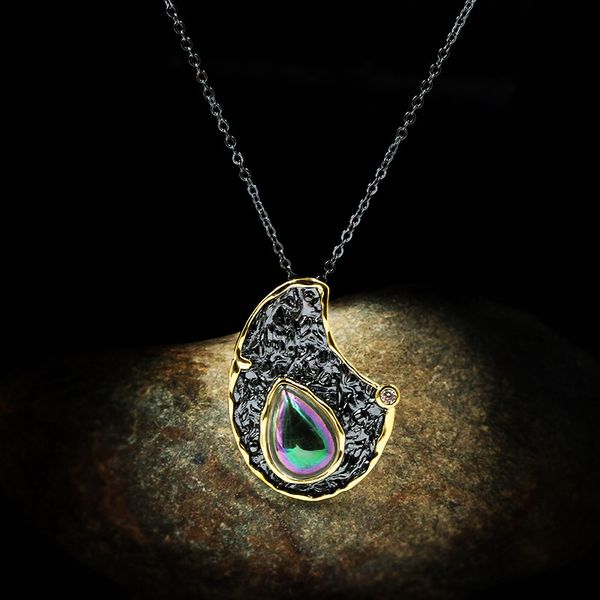 female retro 925 sterling silver water drop mystery stone pendant necklace handmade black gold sweater chain necklace for woman
female retro 925 sterling silver water drop mystery stone pendant necklace handmade black gold sweater chain necklace for woman