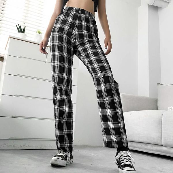 women's pants & capris women plaid printed trendy high waist loose straight leg casual button work office trousers for, Black;white
women's pants & capris women plaid printed trendy high waist loose straight leg casual button work office trousers for, Black;white