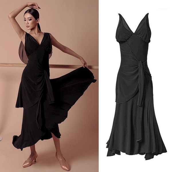 2020 ballroom competition dress modern dance outfit black v-neck women standard dancing dresses waltz wear dnv135361, Black;red
2020 ballroom competition dress modern dance outfit black v-neck women standard dancing dresses waltz wear dnv135361, Black;red