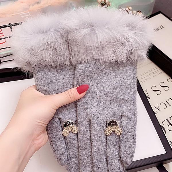 gloves winter women cashmere mittens female real fur bowknot soft warm femme, Blue;gray
gloves winter women cashmere mittens female real fur bowknot soft warm femme, Blue;gray