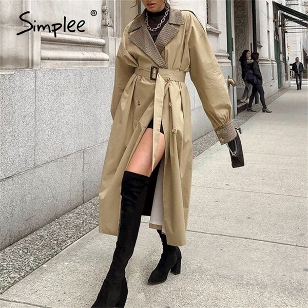 simplee elegant khaki autumn winter women trench high street fashion long sleeve windproof coat split lace up straight coat 201226, Tan;black
simplee elegant khaki autumn winter women trench high street fashion long sleeve windproof coat split lace up straight coat 201226, Tan;black