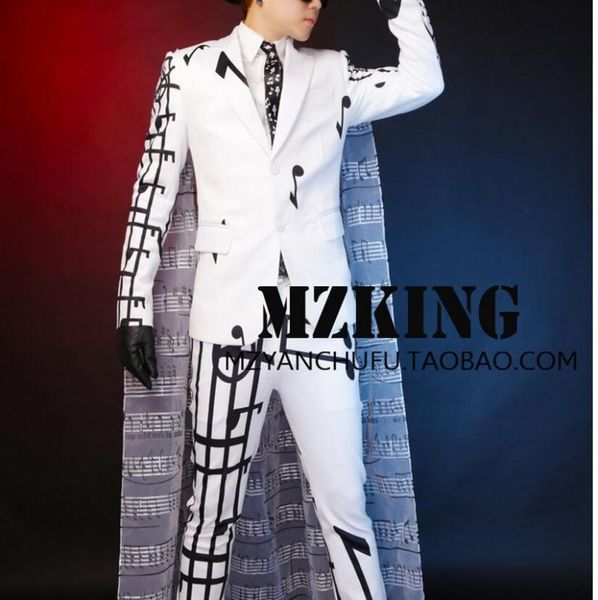 men's singer suits men personal note symbol jacket mens bar hair stylist fashion blazer stage costumes / s-4xl, White;black
men's singer suits men personal note symbol jacket mens bar hair stylist fashion blazer stage costumes / s-4xl, White;black