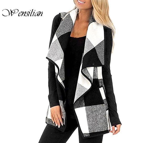 women's vests spring sleeveless vest women plaid turn down cardigan jacket waistcoat casual ladies chalecos para mujer, Black;white
women's vests spring sleeveless vest women plaid turn down cardigan jacket waistcoat casual ladies chalecos para mujer, Black;white