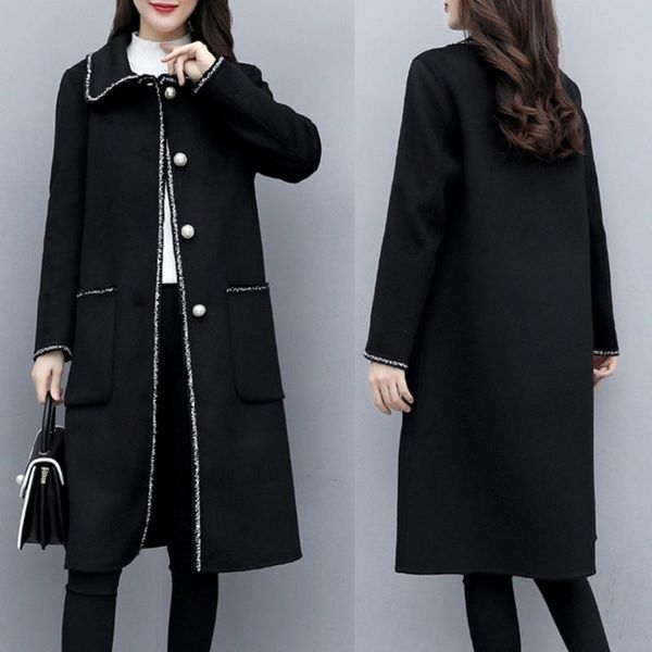 women's wool & blends women work solid vintage winter office long sleeve button woolen jacket coat drop 2021 fashion retro trend size, Black
women's wool & blends women work solid vintage winter office long sleeve button woolen jacket coat drop 2021 fashion retro trend size, Black