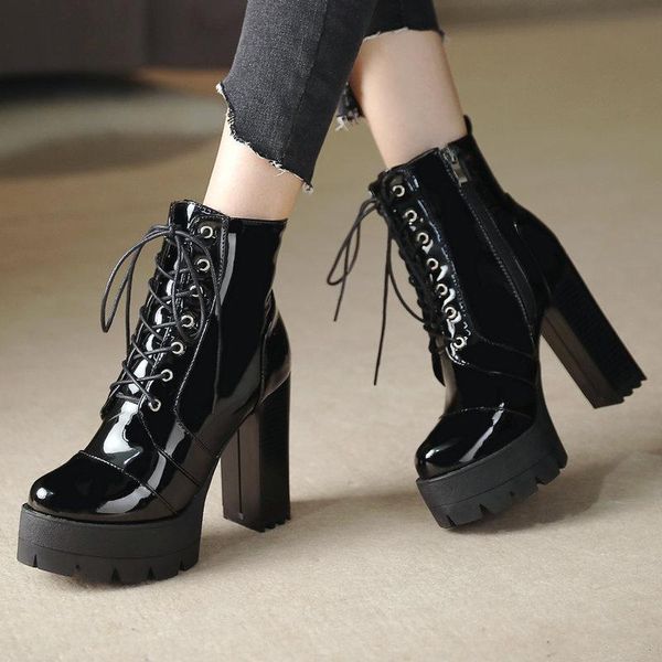 boots black women fashion platform square high heel ankle patent leather autumn winter plush woman
boots black women fashion platform square high heel ankle patent leather autumn winter plush woman