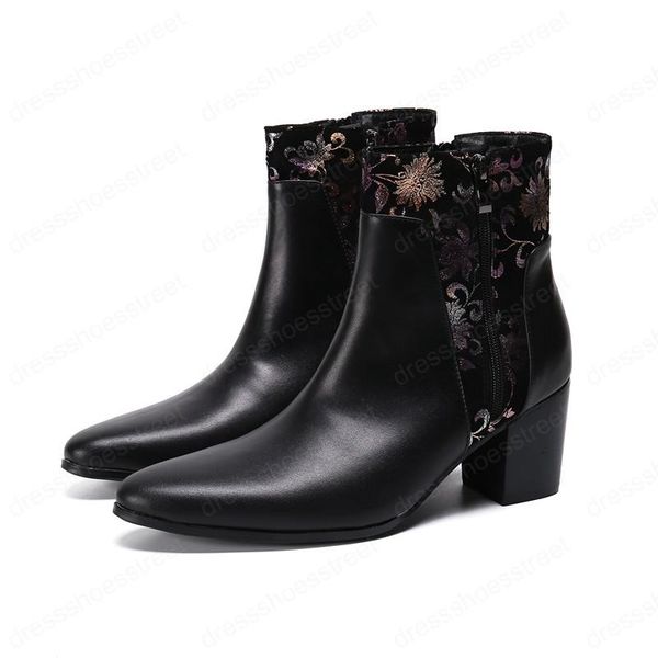fashion floral high heels men boots plus size genuine leather party club short boots jazz dance ankle boots botas, Black
fashion floral high heels men boots plus size genuine leather party club short boots jazz dance ankle boots botas, Black