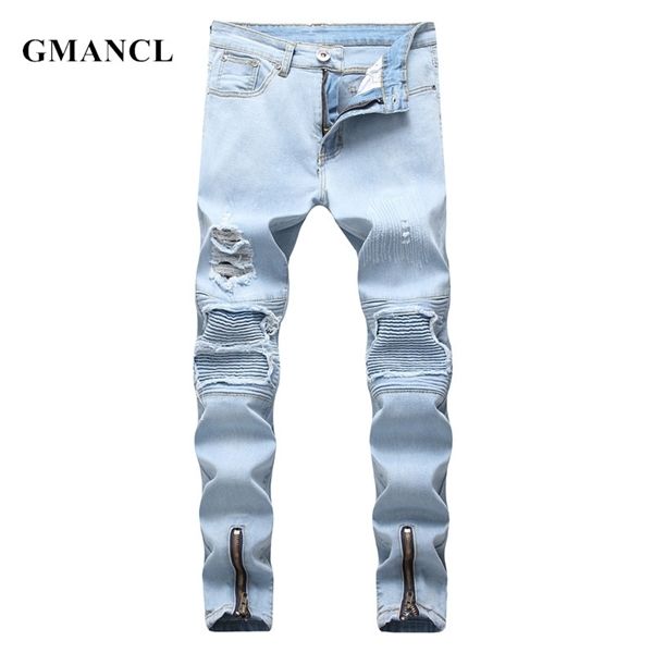 gmancl streetwear hip hop style destoryed biker ripped skinny casual men pleated cotton joggers jeans trousers c1123, Blue
gmancl streetwear hip hop style destoryed biker ripped skinny casual men pleated cotton joggers jeans trousers c1123, Blue
