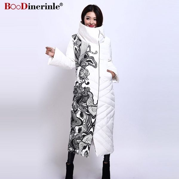 boodinerile women's jacket female thick warm white duck down coat winter elegant office lady's print slim x-long outwear yr159-2 y, Black
boodinerile women's jacket female thick warm white duck down coat winter elegant office lady's print slim x-long outwear yr159-2 y, Black