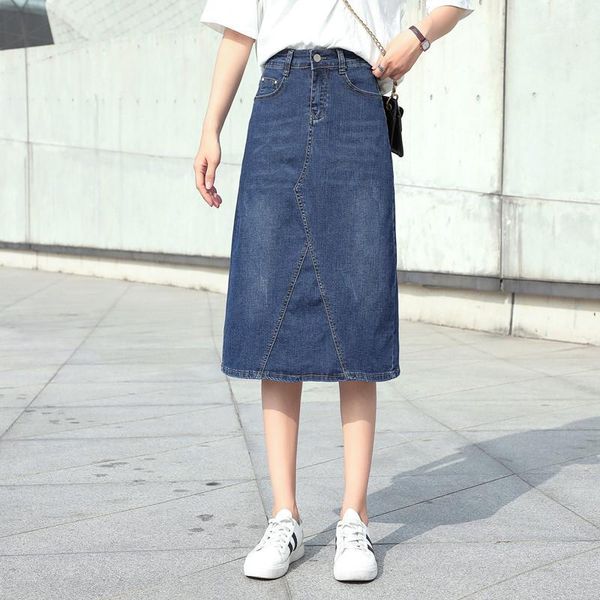 2020 women's spring and summer new denim skirt mid-length plus size a-line skirt stretch pack hip1, Black
2020 women's spring and summer new denim skirt mid-length plus size a-line skirt stretch pack hip1, Black