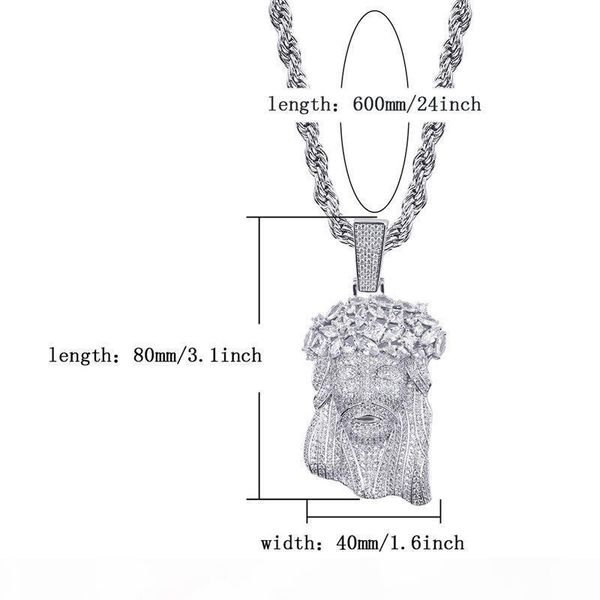 big size jesus necklaces fashion 18k gold rhodium plated men women pendant necklaces luxury bling zircon hip hop necklaces, Silver
big size jesus necklaces fashion 18k gold rhodium plated men women pendant necklaces luxury bling zircon hip hop necklaces, Silver