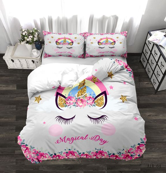 3d cartoon unicorn lovely kids bedding set king size floral girl quilt duvet cover girly home textiles 3pcs drop ship kawaii bed q1215
3d cartoon unicorn lovely kids bedding set king size floral girl quilt duvet cover girly home textiles 3pcs drop ship kawaii bed q1215