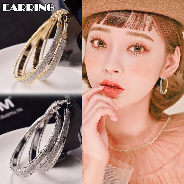 fashion earrings for women ladies classic round hoop earring large frosted retro circle earring women jewelry aretes de mujer, Golden;silver
fashion earrings for women ladies classic round hoop earring large frosted retro circle earring women jewelry aretes de mujer, Golden;silver