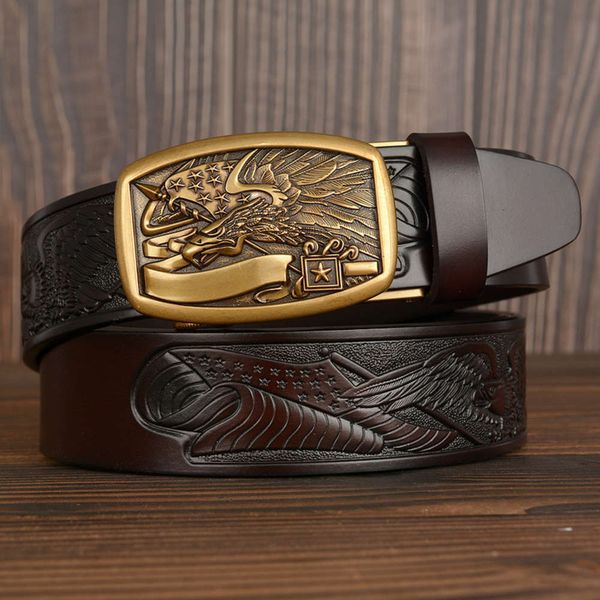 new auto buckle carving american eagle genuine leather men's personalized leisure belt, Black;brown
new auto buckle carving american eagle genuine leather men's personalized leisure belt, Black;brown