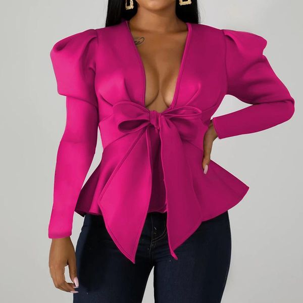 autumn deep v neck ruffle bowknot blouse women casual half sleeve plain cropped blouse shirt elegant solid bandage shirt, White
autumn deep v neck ruffle bowknot blouse women casual half sleeve plain cropped blouse shirt elegant solid bandage shirt, White