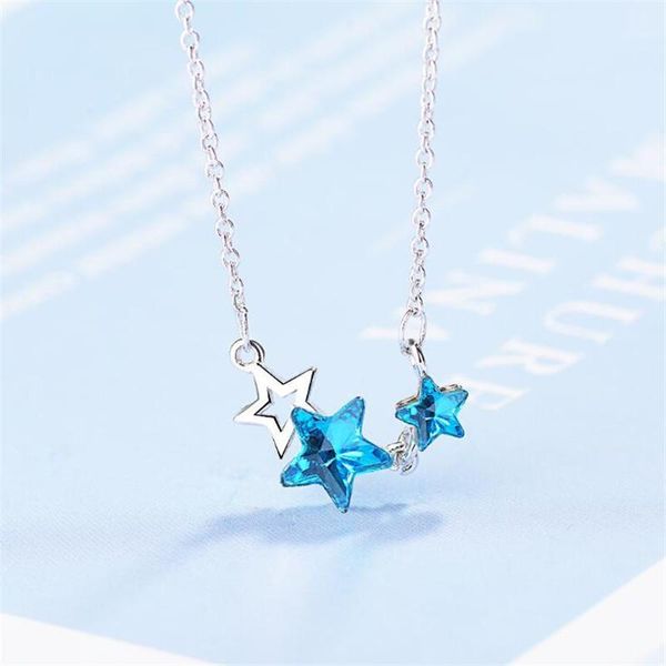 new arrival artificial crystal female 925 sterling silver jewelry blue five-pointed star clavicle chain pendant necklaces h4081
new arrival artificial crystal female 925 sterling silver jewelry blue five-pointed star clavicle chain pendant necklaces h4081