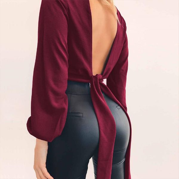 2020 fashion women blouse tie back deep v neck long sleeve blusa feminina cutout casual shirt crop femme pullover, White
2020 fashion women blouse tie back deep v neck long sleeve blusa feminina cutout casual shirt crop femme pullover, White